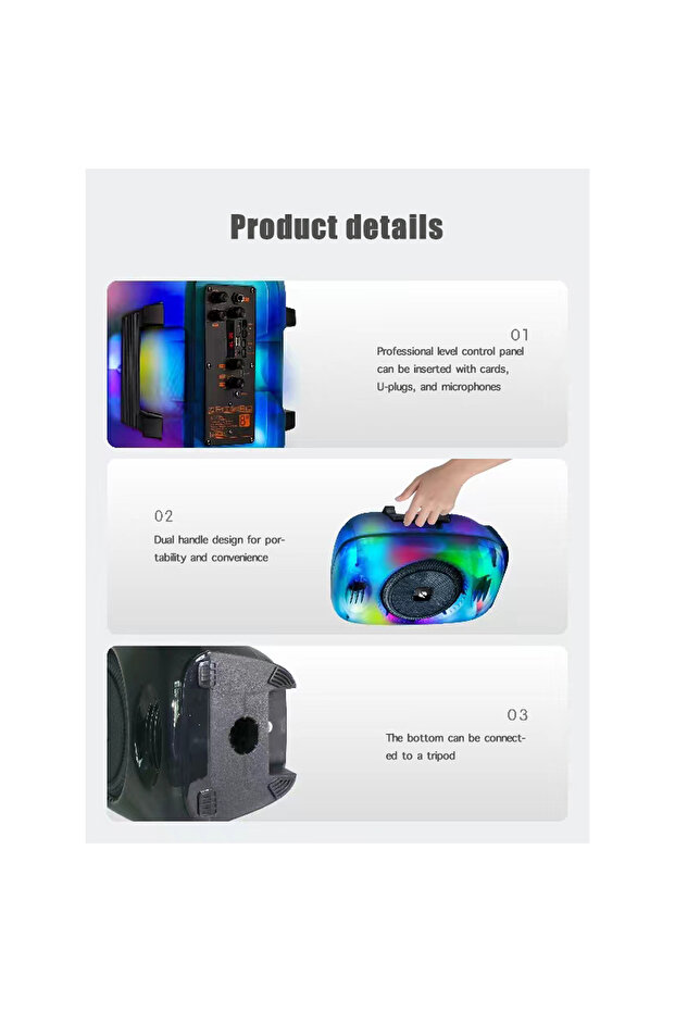 SokShop Boxă karaoke KTS-1896 cu subwoofer de 15 inci, iluminare LED și încărcare solară - imagine 6