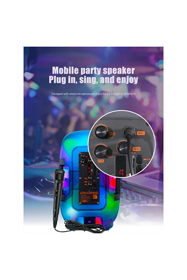 SokShop Boxă karaoke KTS-1896 cu subwoofer de 15 inci, iluminare LED și încărcare solară - imagine 4