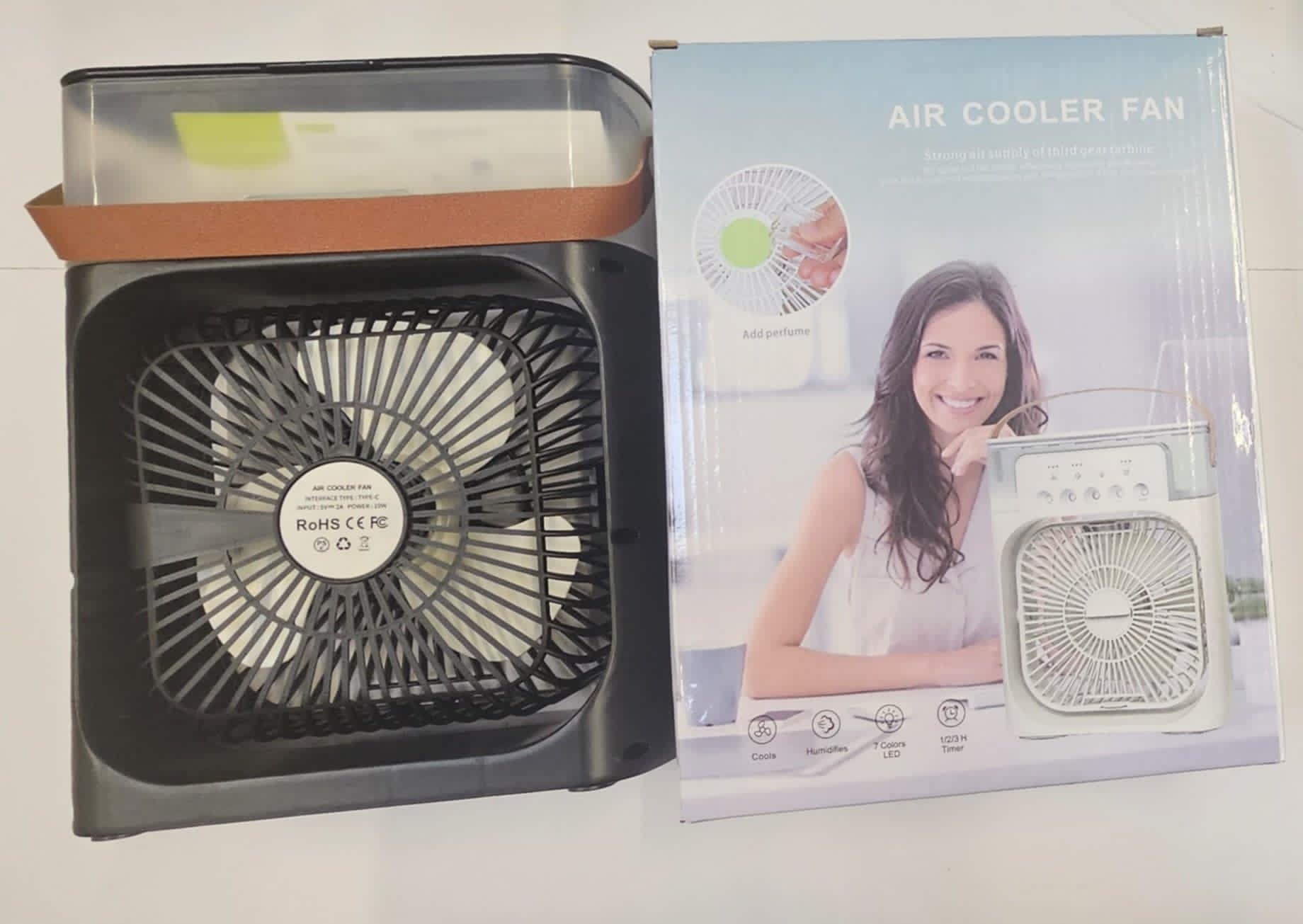 Ventilator Portabil cu Răcire cu Apă și Umidificator – Air Cooler Fan cu LED și Timer