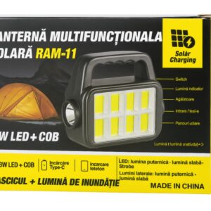 Lanternă Multifuncțională Solară RAM-11 (3W LED + COB)